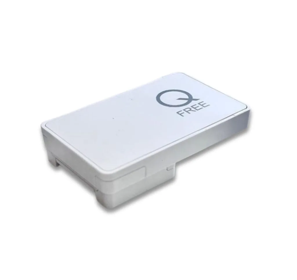 Thiết bị OBU Q-Free OBU1010 màu trắng dạng hộp dẹt nhỏ dán kính xe